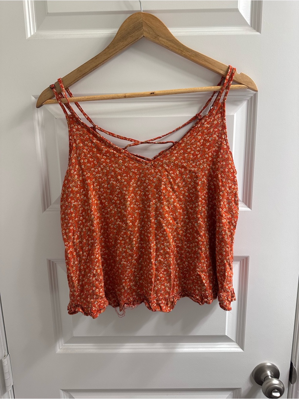 Xhilaration Orange Floral Double-Strap Tank